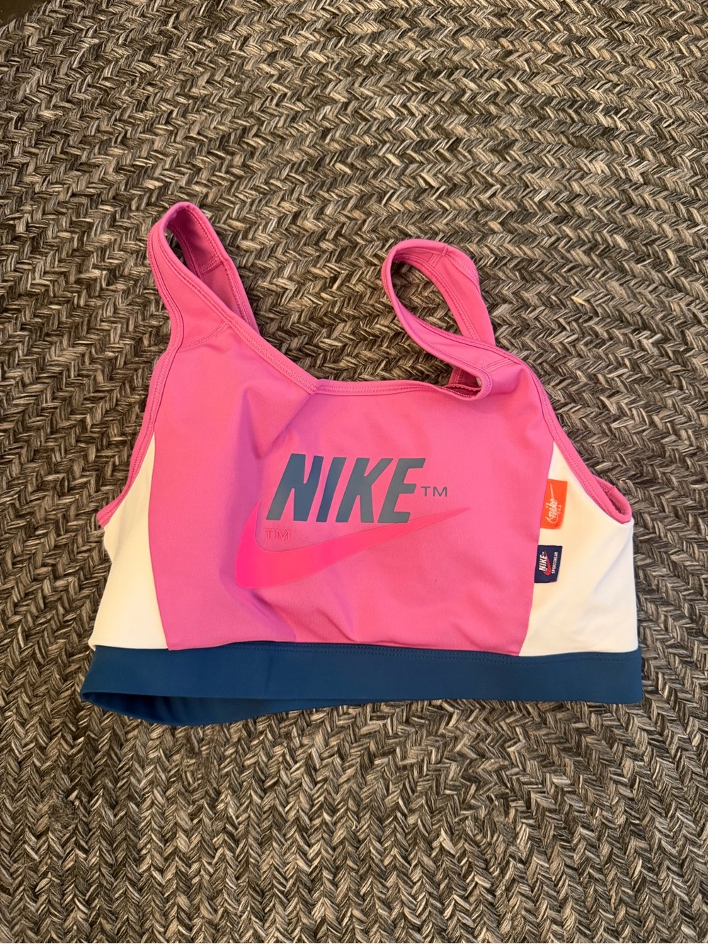 Nike Pink Sports Bra with Navy Accents